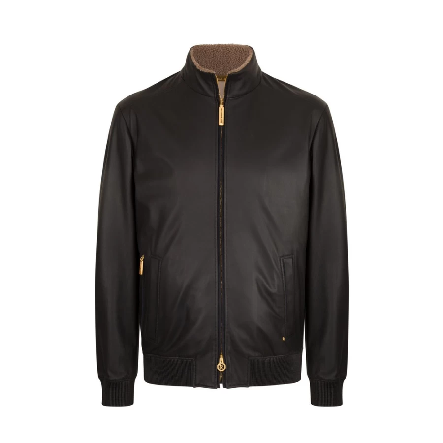 "Stefano Ricci Men's Lambskin Leather Shearling Blouson Jacket"