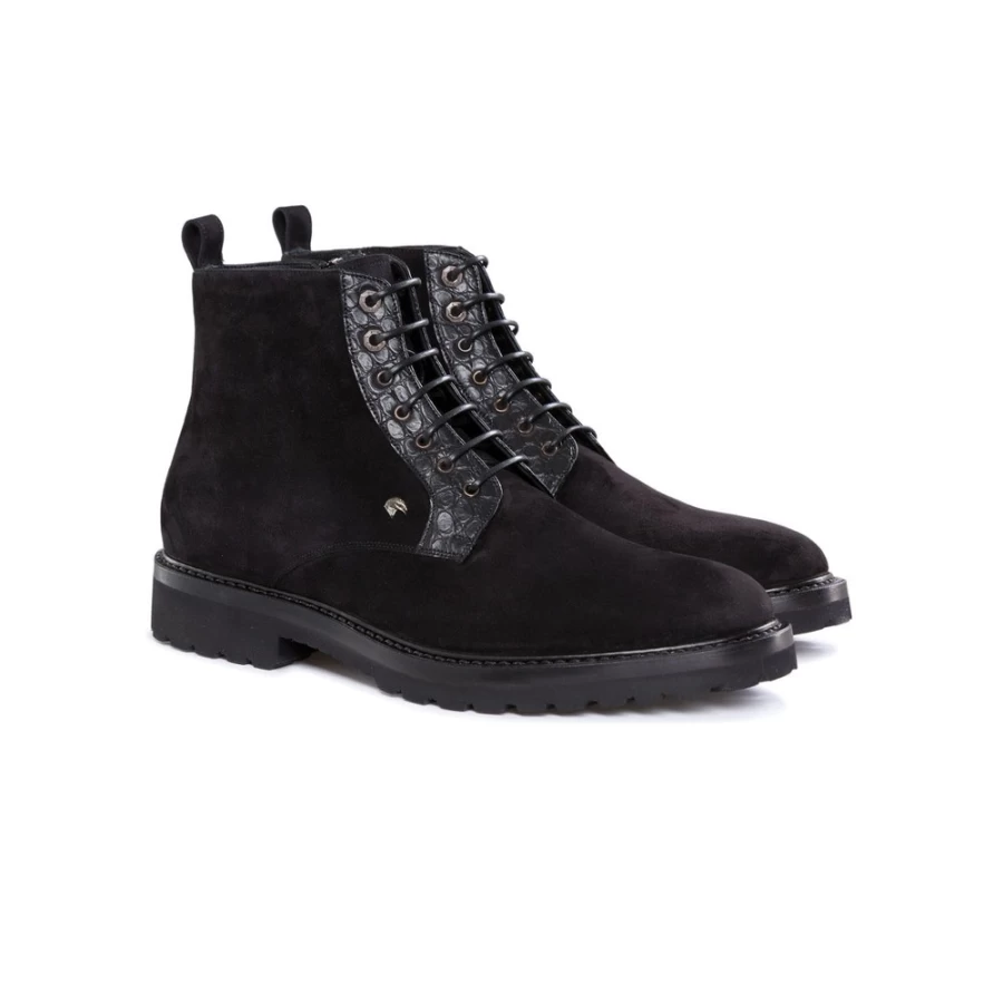 Stefano Ricci Luxury Suede & Matte Crocodile Leather Boots for Men