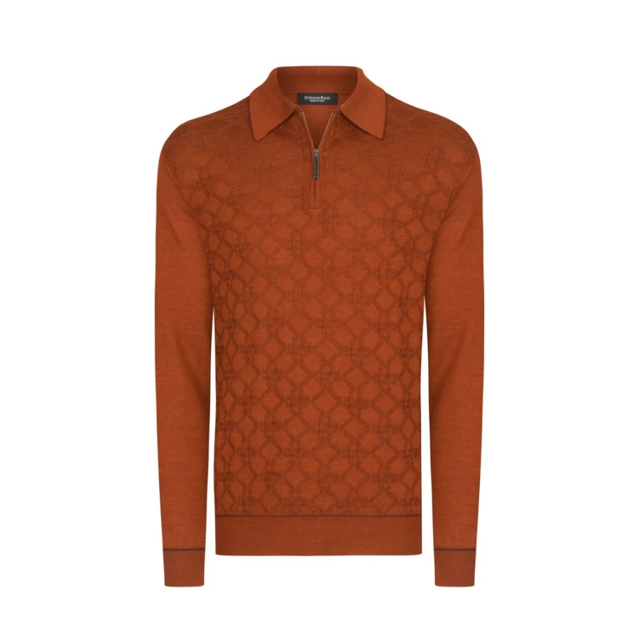 "Stefano Ricci Men's Premium Zip Polo Shirt – Luxury Designer Knitwear"