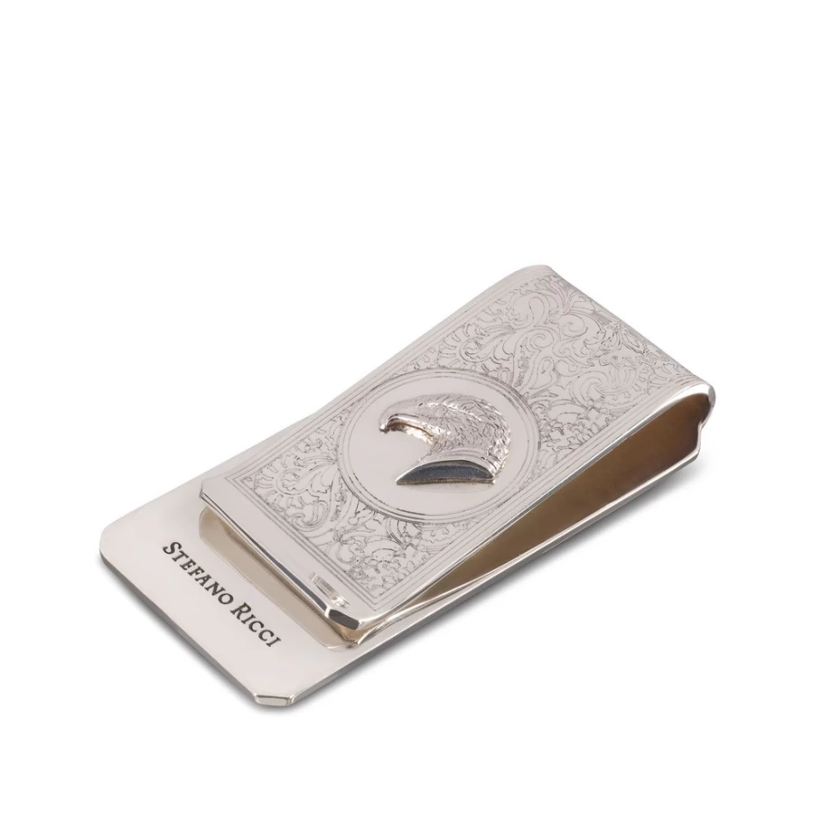 "Stefano Ricci Luxury Silver Money Clip for Men - Elegant Metal Cash Holder"