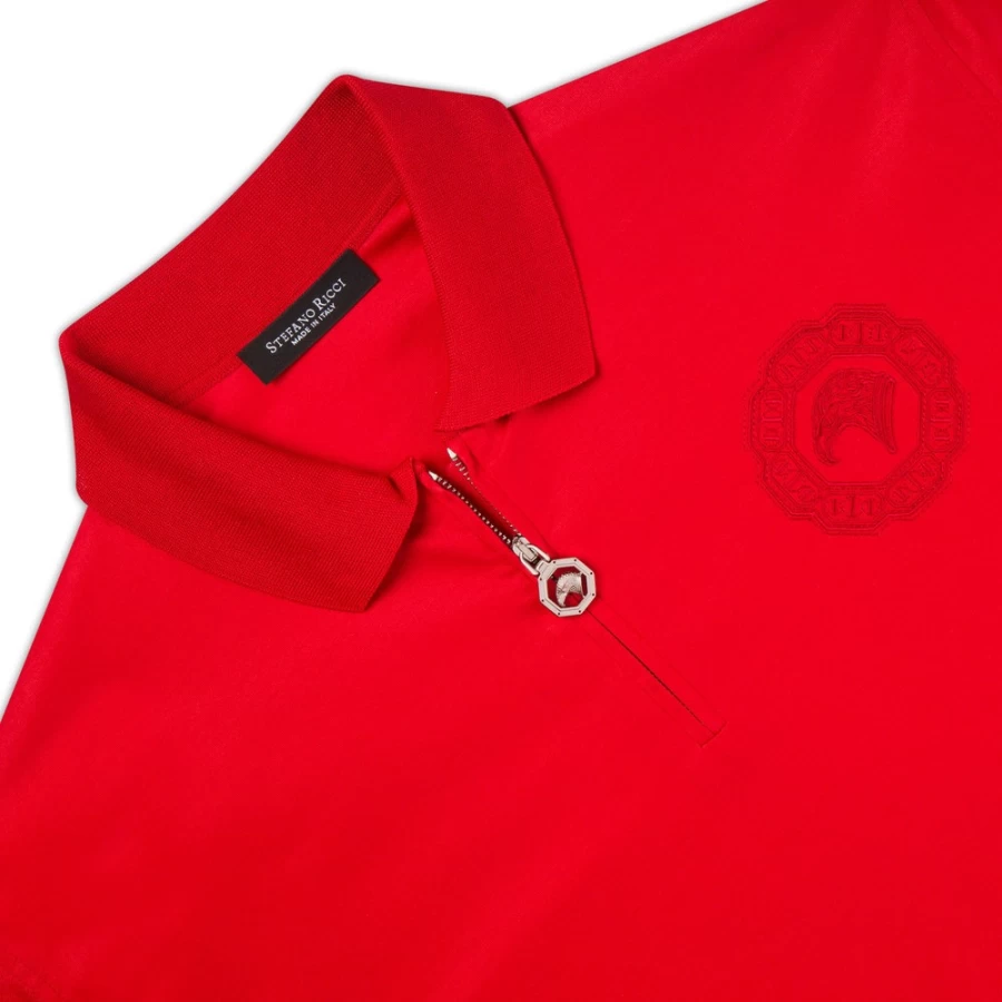 "Stefano Ricci Men's Premium Zip Polo Shirt in Classic Style – T23260_444 Color"