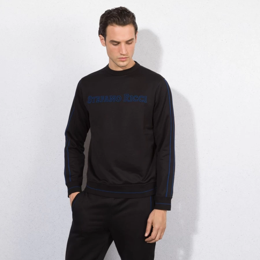 Stefano Ricci Men's Luxury Crewneck Sweatshirt - Premium Cotton Blend Sweater for Men