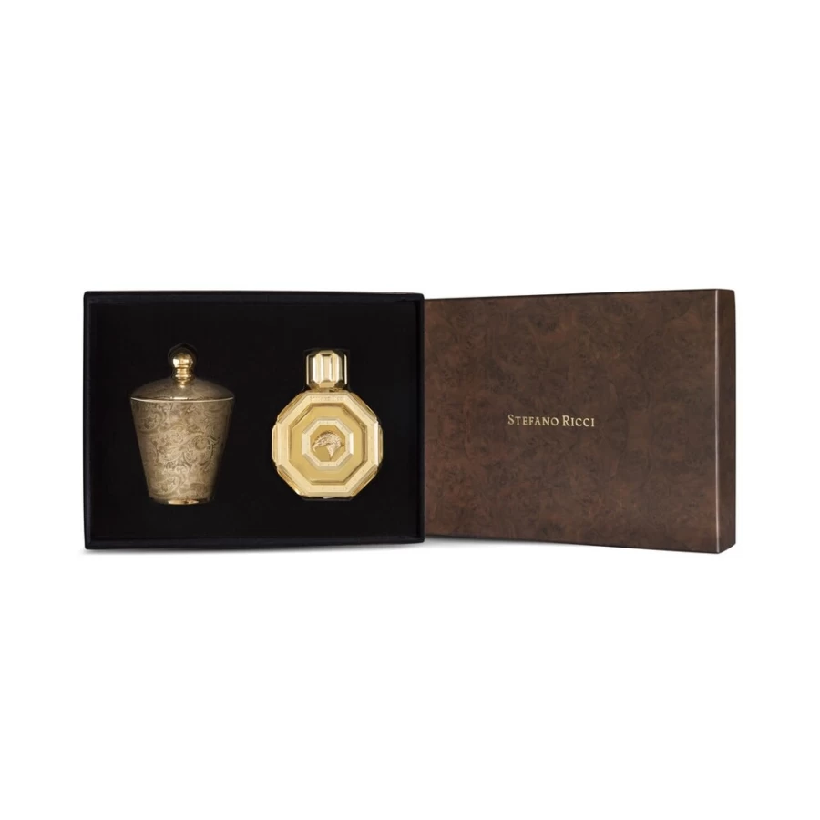 "Stefano Ricci Royal Eagle Luxury Gift Set: Gold EDP Perfume & Scented Candle"