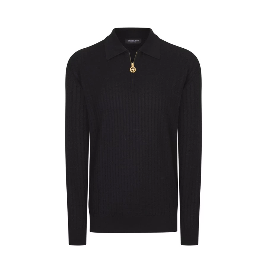 Stefano Ricci Men's Cashmere Silk Blend Zip Polo Shirt in Elegant Knit Design