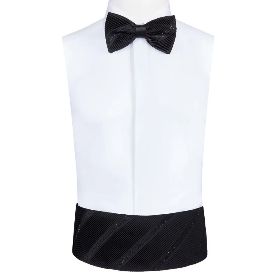 "Stefano Ricci Pleated Silk Cummerbund with Swarovski Crystals – Luxury Men's Formal Accessory"