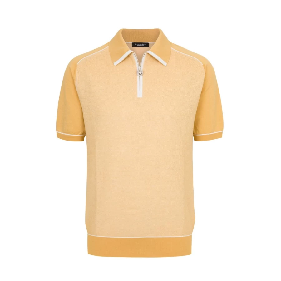 Stefano Ricci Men's Zip Polo Shirt in Classic Red - Premium Cotton Luxury Fashion