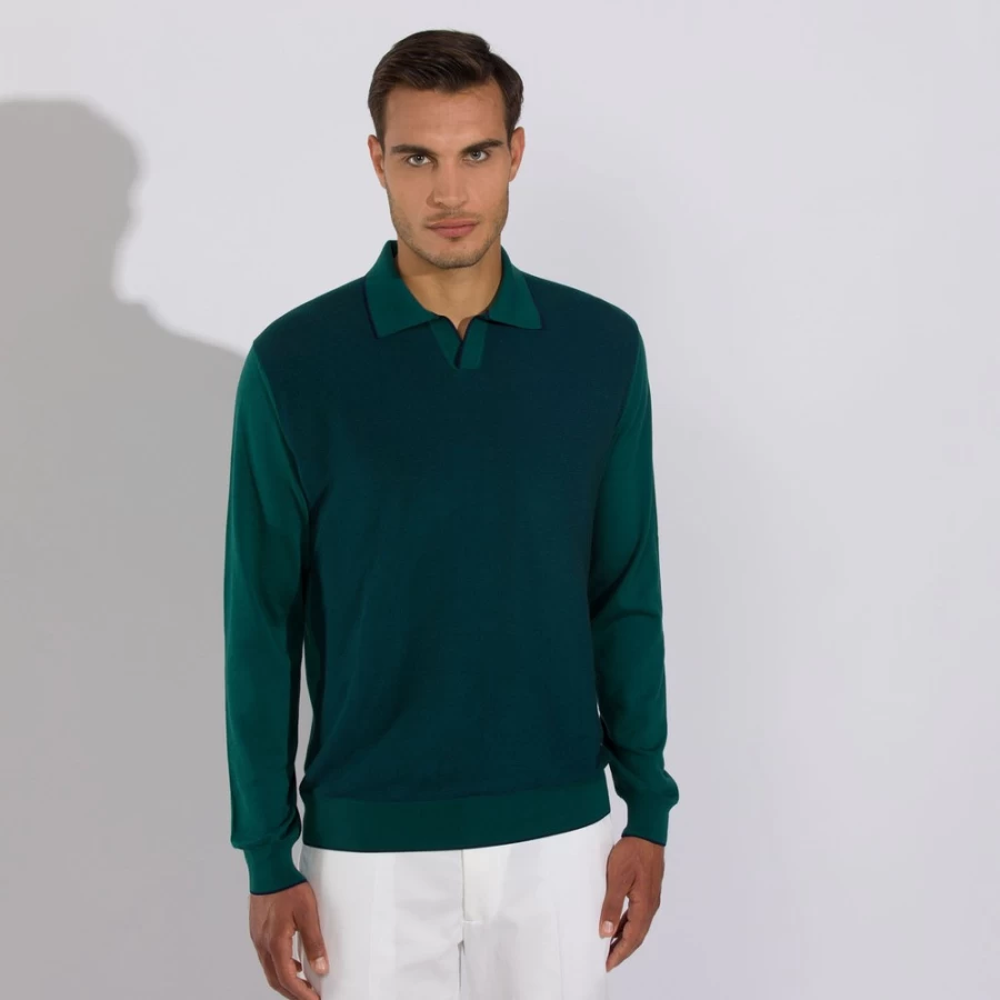 Stefano Ricci Men's Long Sleeve Polo Shirt in Classic Color F21150_3303