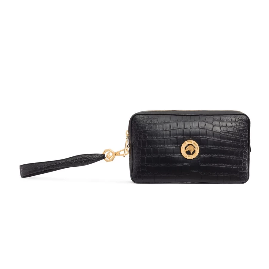 "Stefano Ricci Luxury Handmade Crocodile Leather Toiletry Bag for Men"