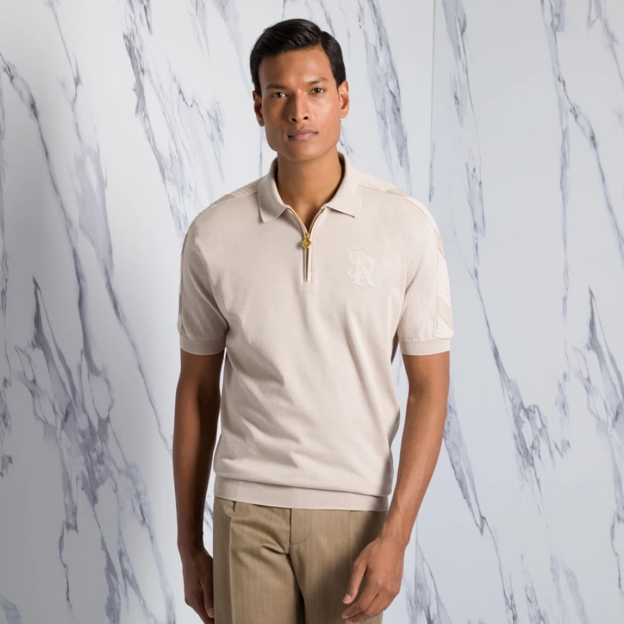 Stefano Ricci Men's Premium Zip Polo Shirt – Luxury Casual Wear