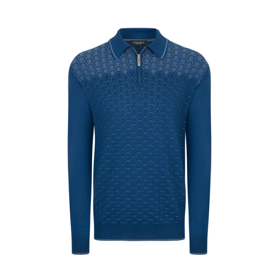"Stefano Ricci Men's Premium Zip Polo Shirt – Luxury Designer Knitwear"