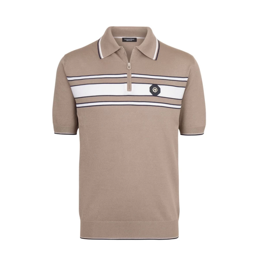 Stefano Ricci Men's Premium Zip Polo Shirt in Classic Red - Luxury Casual Wear