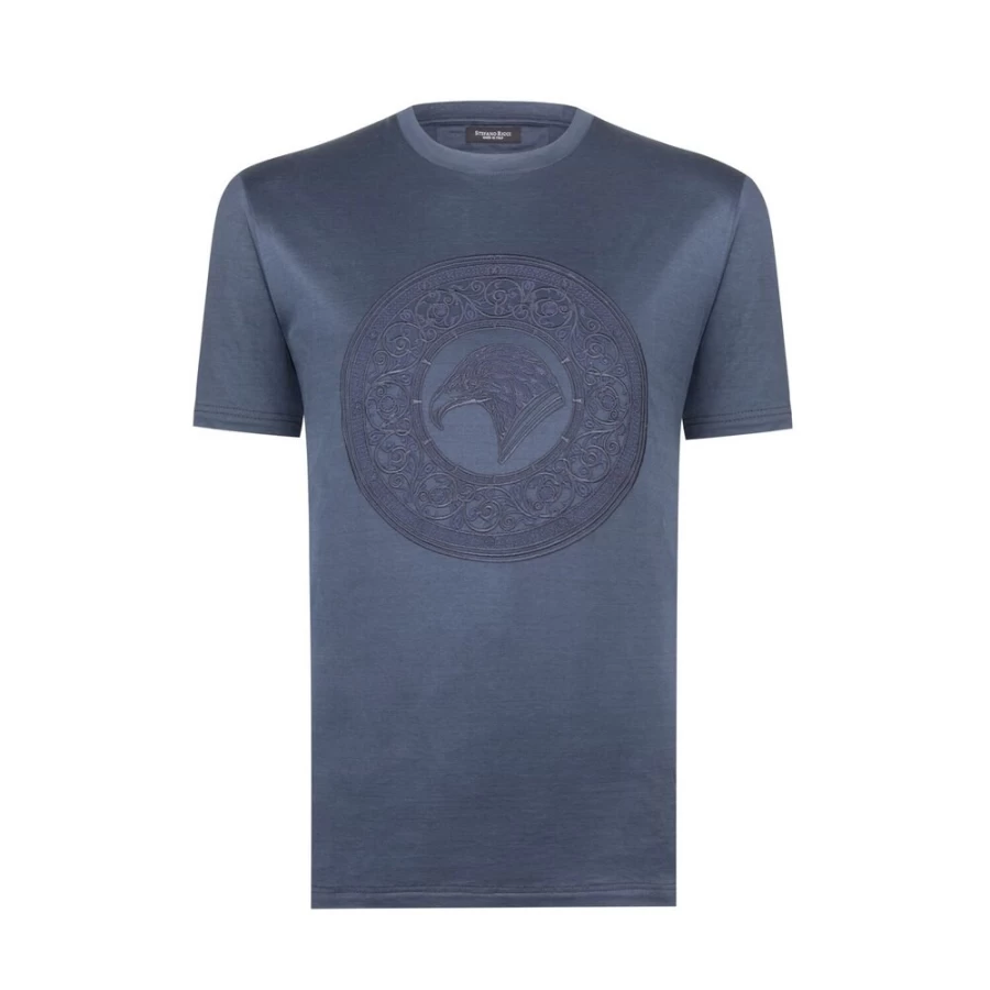Stefano Ricci Men's Embroidered T-Shirt in Color G024 - Premium Luxury Cotton Tee