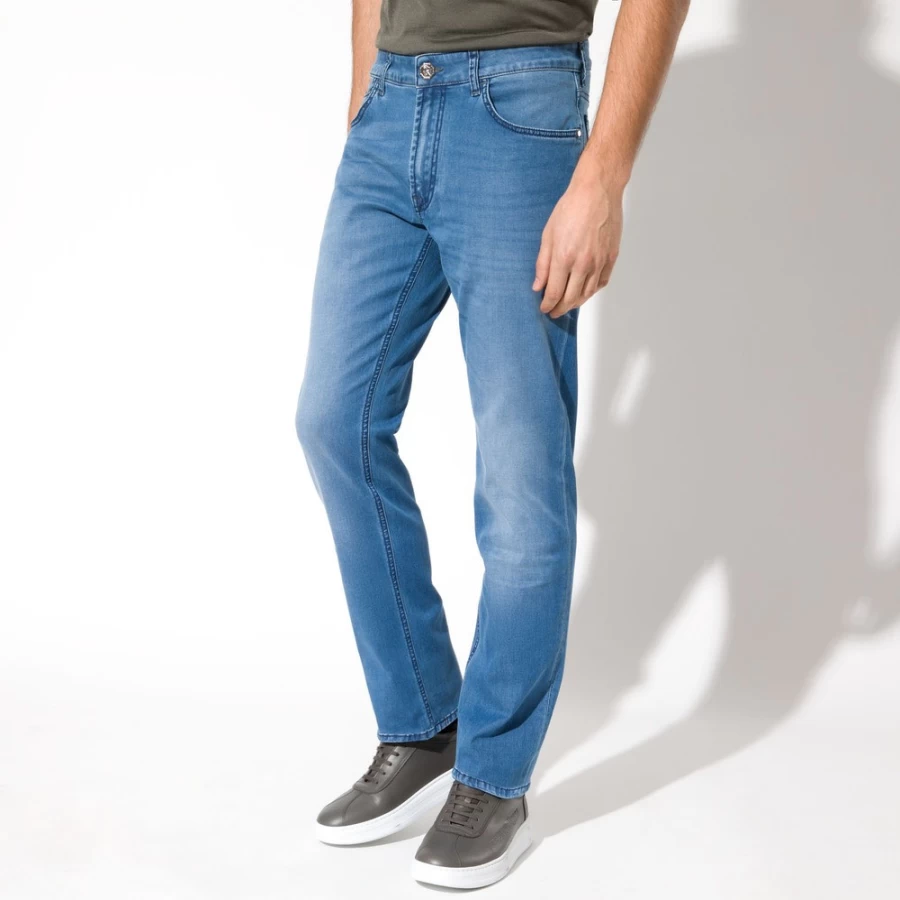 "Stefano Ricci Men's Premium Tapered Fit Jeans – Slim Narrow Leg Denim Pants"