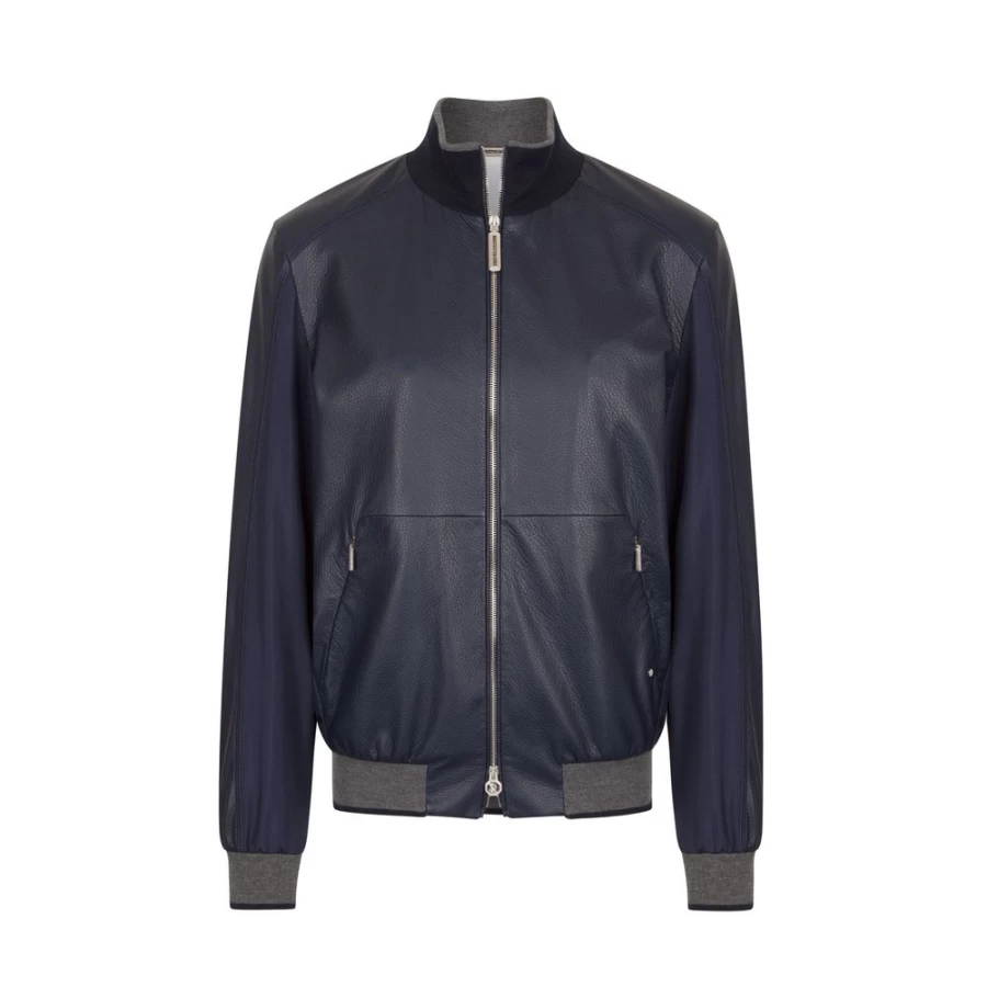 "Stefano Ricci Men's Deerskin Leather & Technical Silk Blouson Jacket"