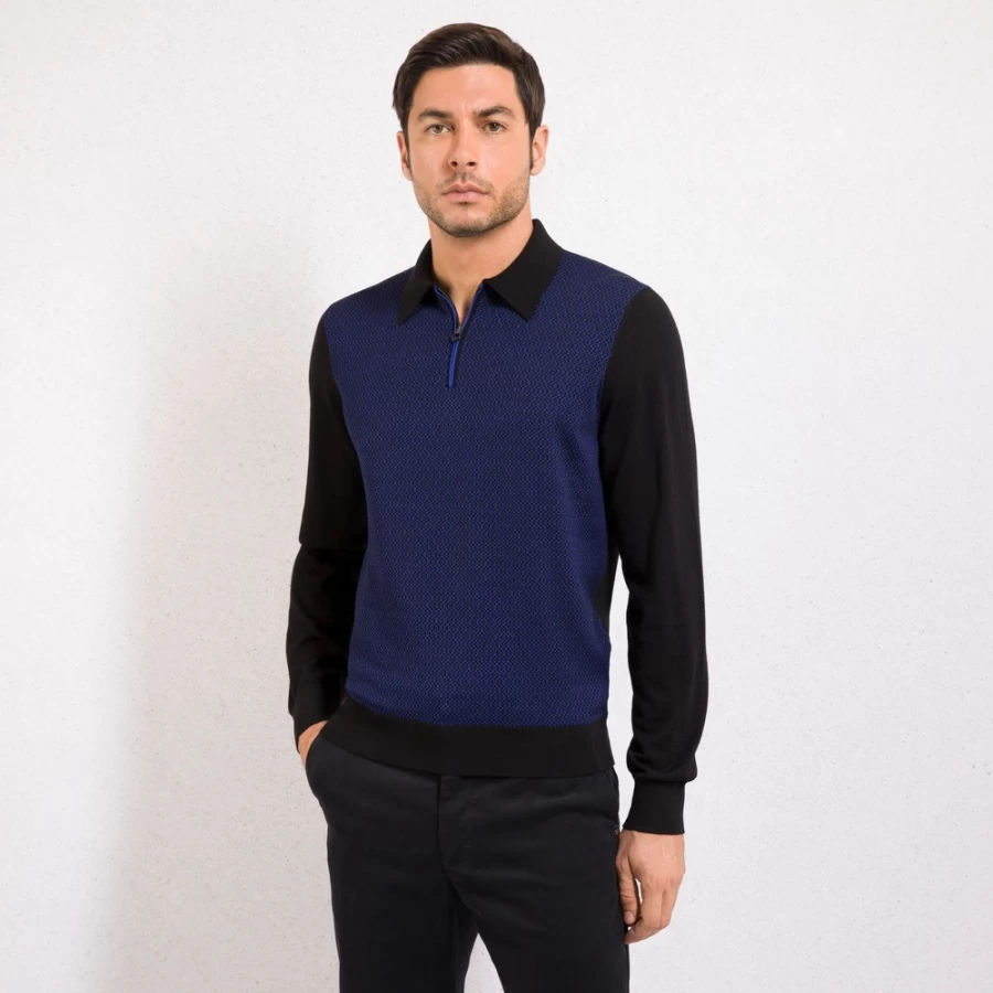 Stefano Ricci Men's Zip Polo Shirt in Elegant Red - Premium Cotton Knitwear