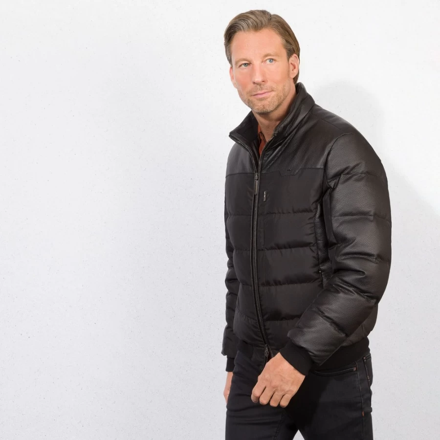Stefano Ricci Men's Luxury Deerskin and Silk Down Blouson Jacket