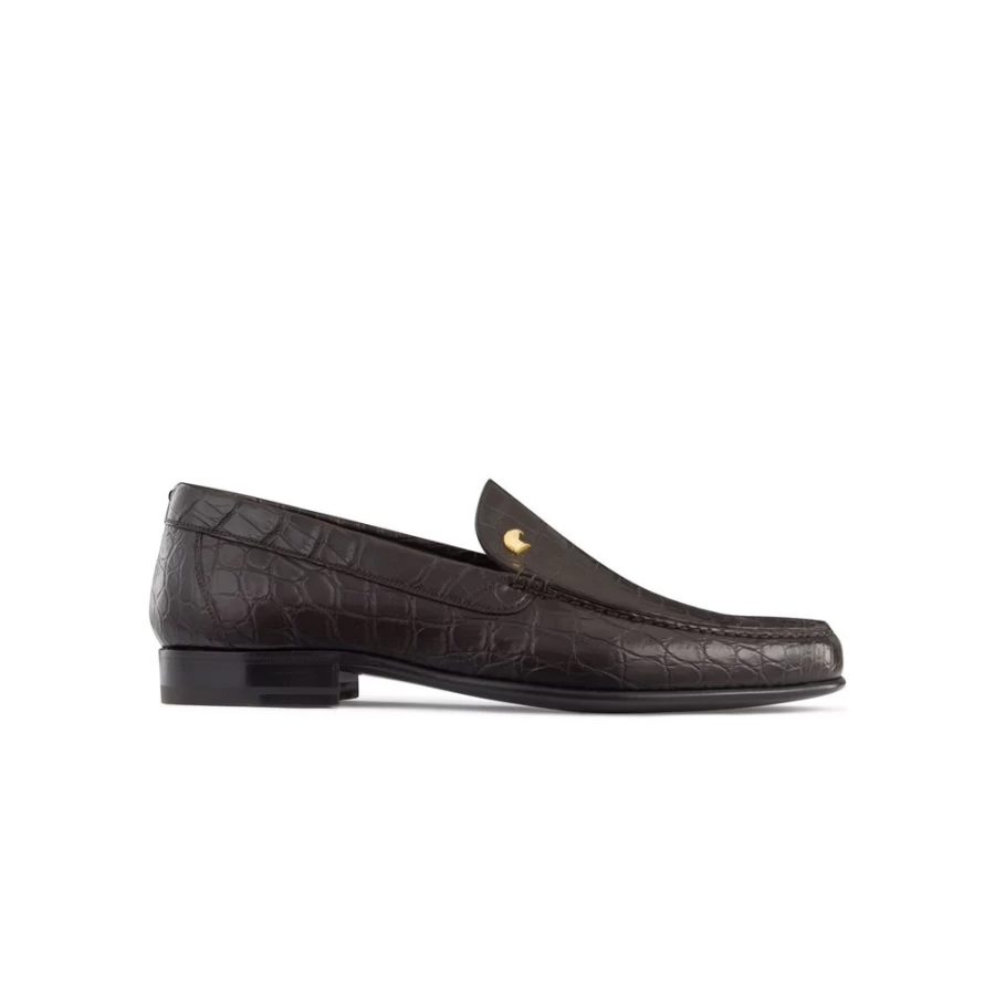 "Stefano Ricci Luxury Matted Crocodile Leather Loafers in M019 Brown | Premium Men's Dress Shoes"