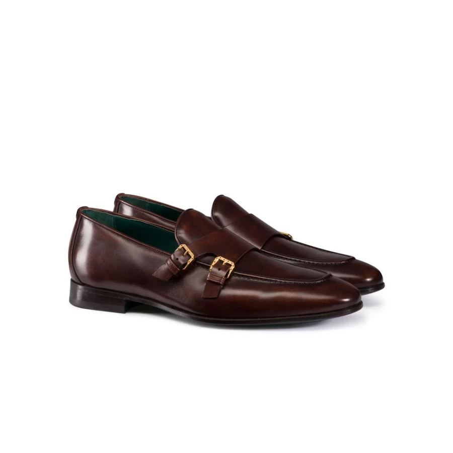 Stefano Ricci Men's Calfskin Leather Monk Strap Loafers - Premium Italian Dress Shoes