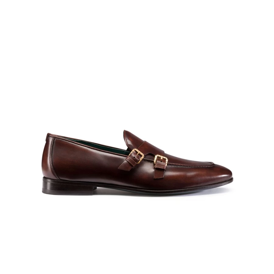 Stefano Ricci Men's Calfskin Leather Monk Strap Loafers - Premium Italian Dress Shoes