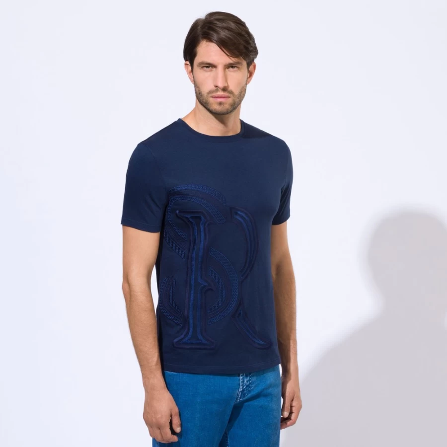 Stefano Ricci Men's Luxury Crewneck T-Shirt Premium Cotton Classic Fit