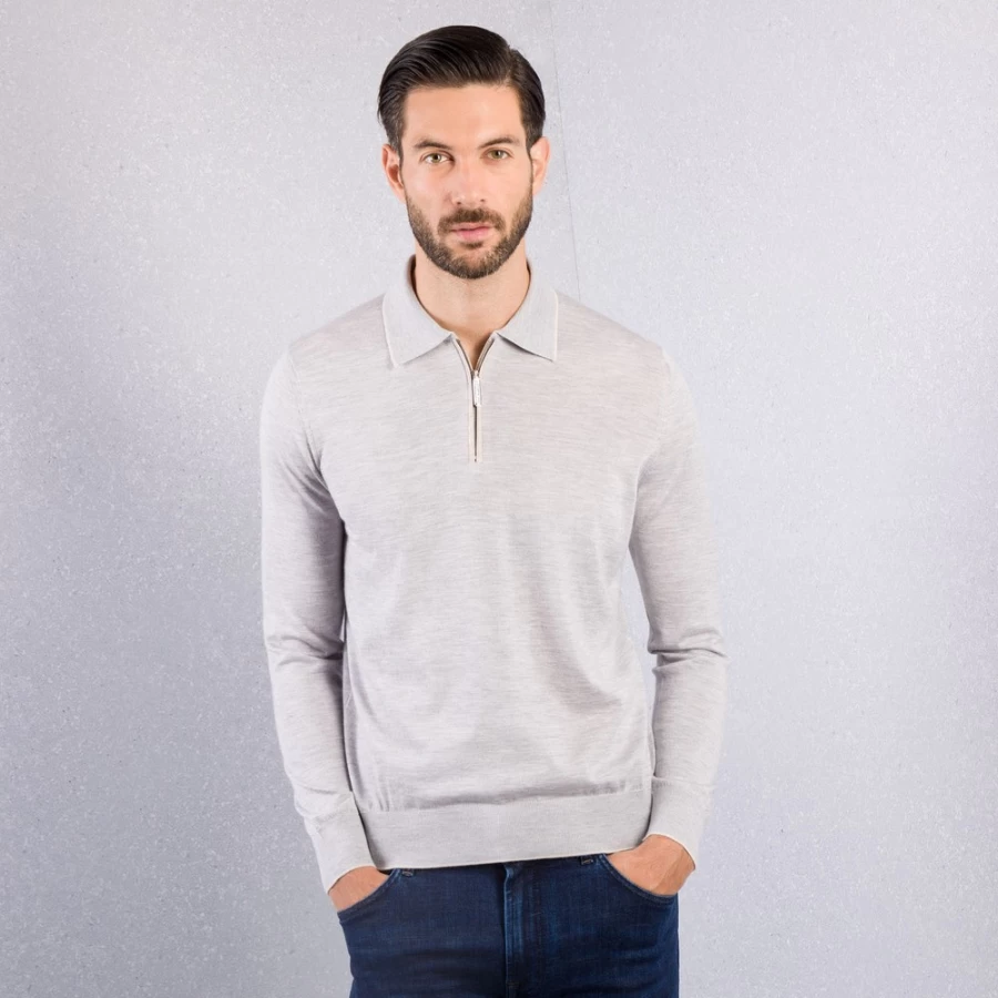 Stefano Ricci Men's Knit Zip Polo Shirt Premium Cotton Luxury Fashion