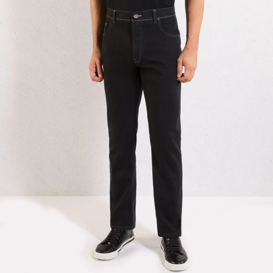 "Stefano Ricci Men's Tapered Jeans - Premium Slim Fit Denim Pants"