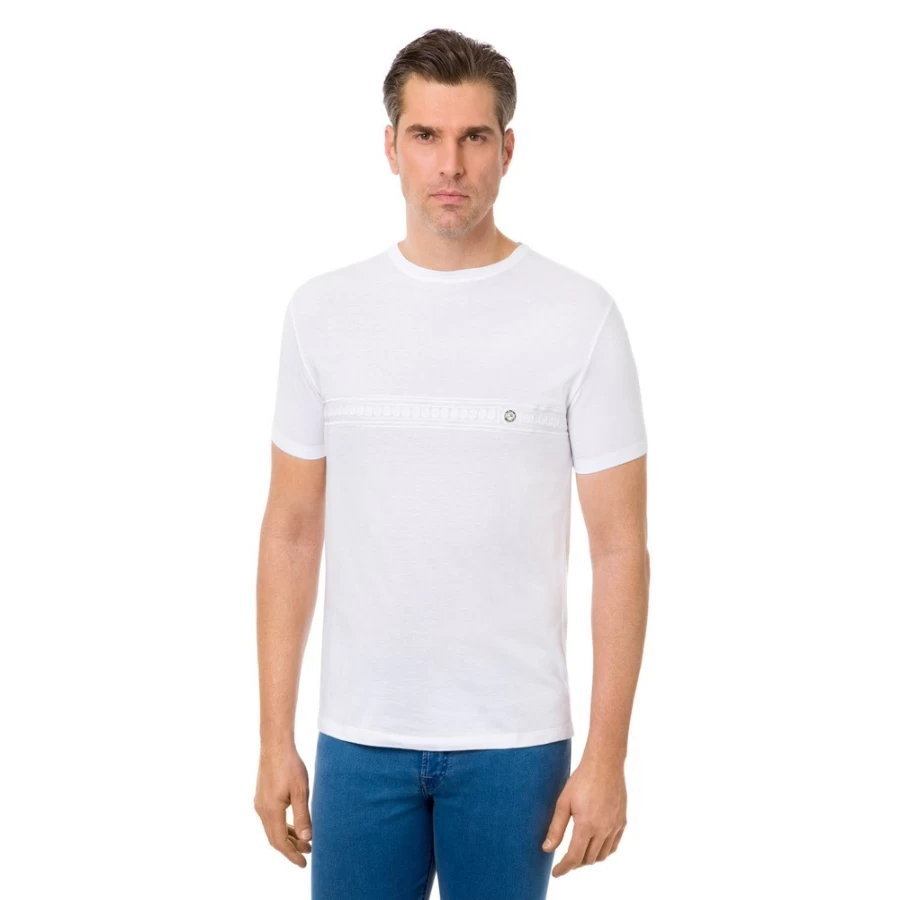 Stefano Ricci Men's Luxury Greek Crew Neck Cotton T-Shirt