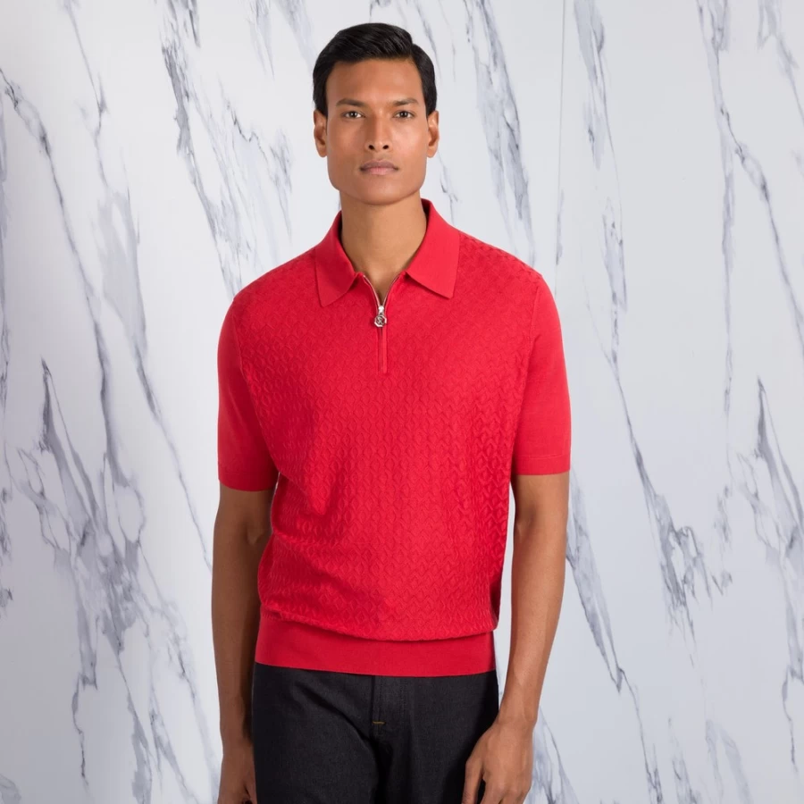 "Stefano Ricci Men's Zip Polo Shirt in Classic Style – F22237_444 Color"