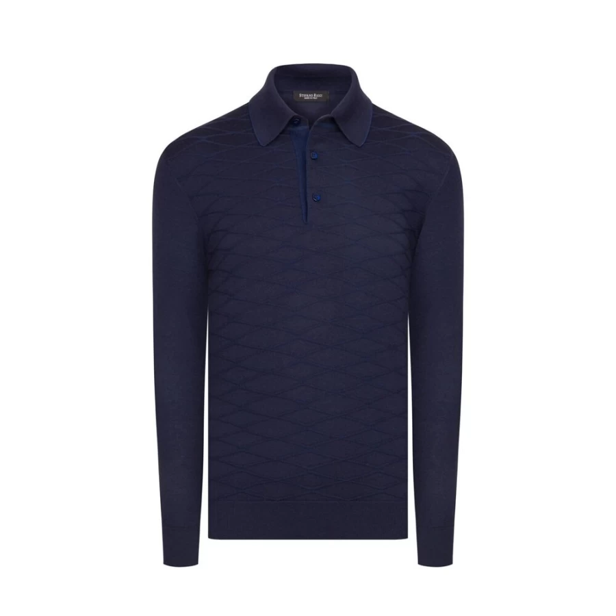 Stefano Ricci Men's Premium Long Sleeve Three-Button Polo Shirt