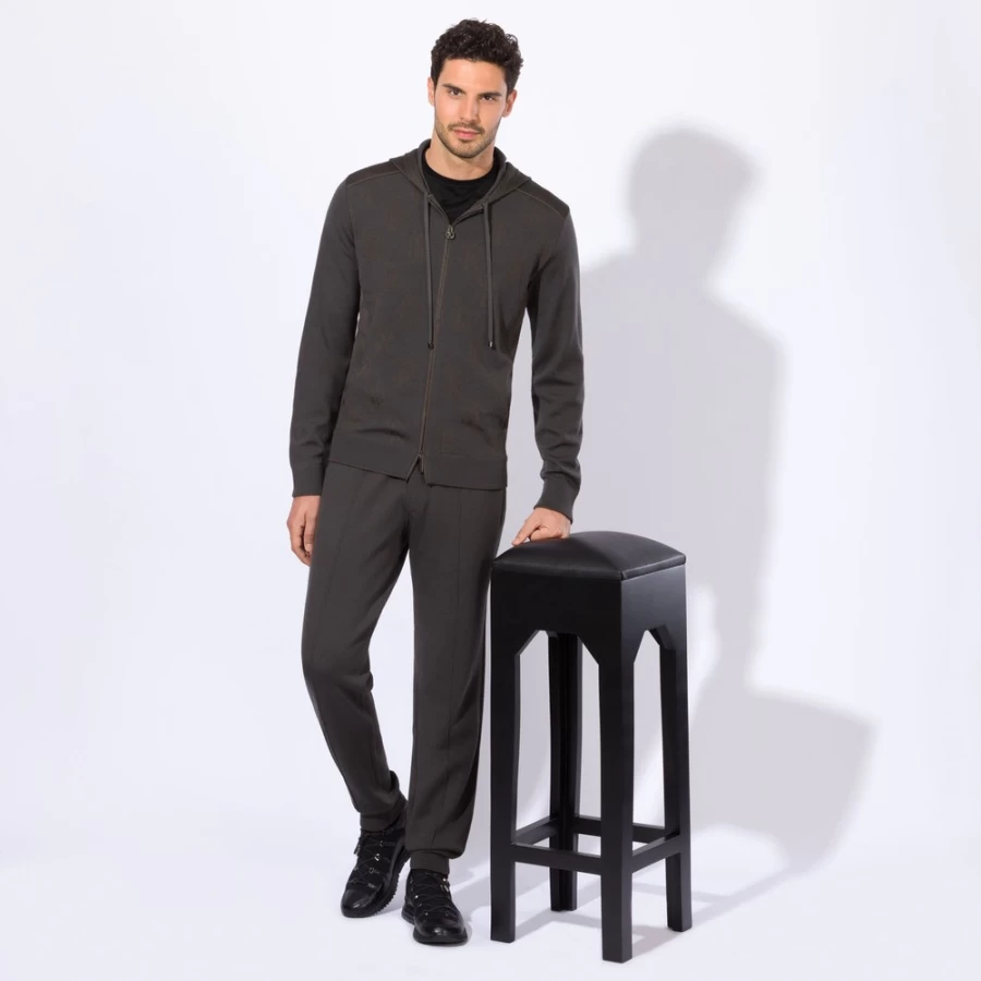 Stefano Ricci Men's Premium Hooded Zip Blouson Jacket - Luxury Designer Outerwear