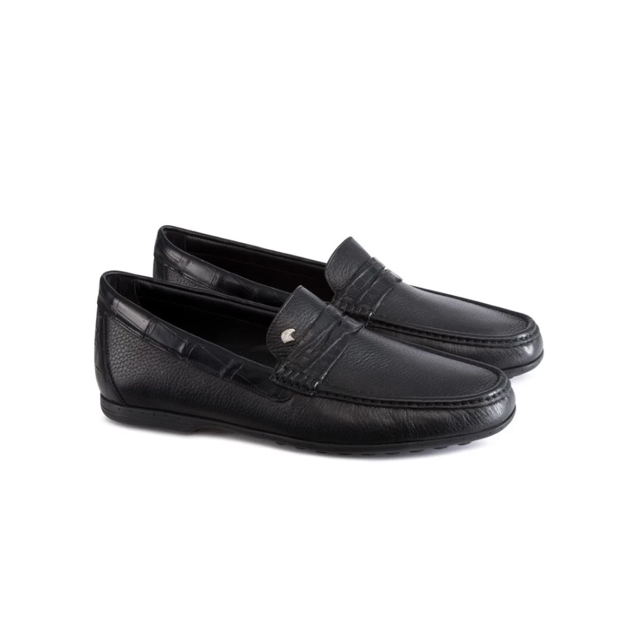 "Stefano Ricci Luxury Loafers in N999 - Premium Deerskin & Matte Crocodile Men's Shoes"