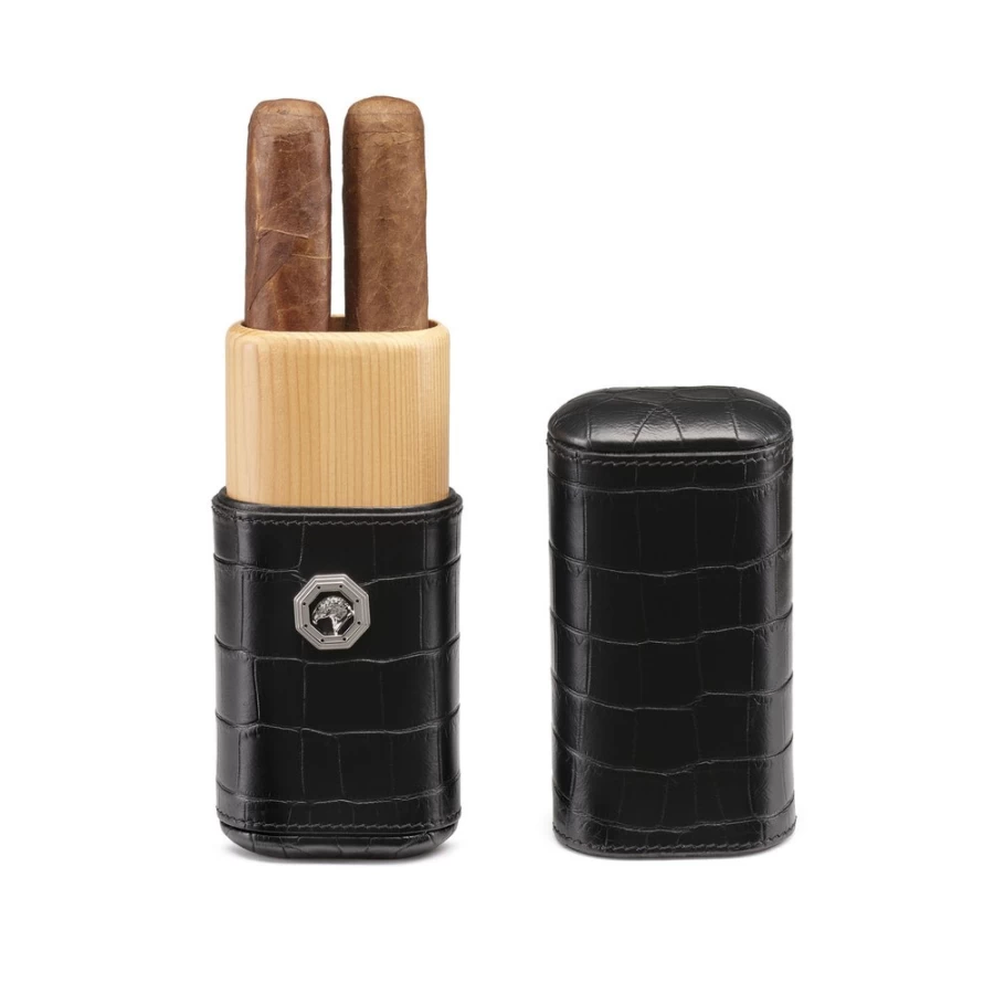Stefano Ricci Premium Calfskin Leather Cigar Holder for 2 Cigars – Luxury Smoking Accessories