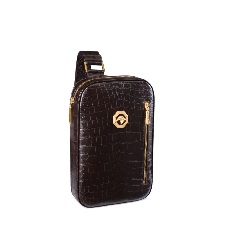 Stefano Ricci Luxury Matted Crocodile Leather Sling Backpack for Men & Women