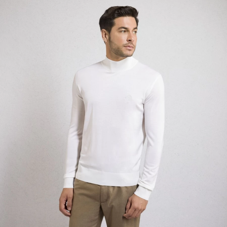 Stefano Ricci Men's Mock Neck Sweater in F23345_204 - Premium Luxury Knitwear