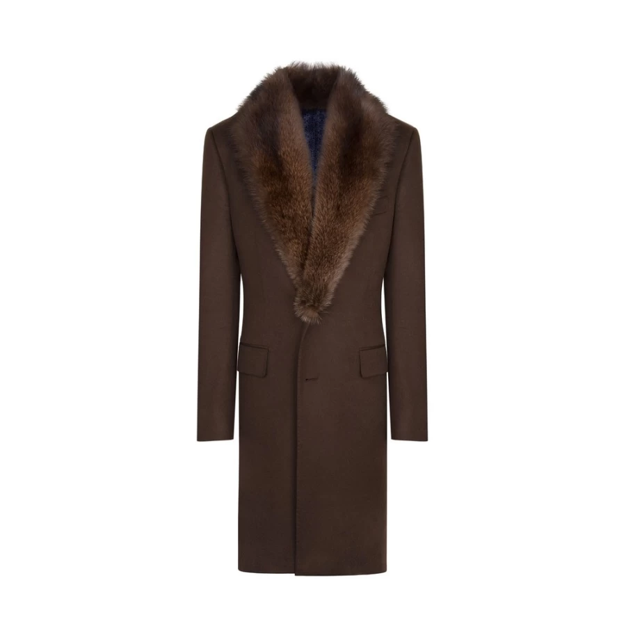 Stefano Ricci Men's Luxury Cashmere & Fisher Fur Coat – Premium Winter Outerwear