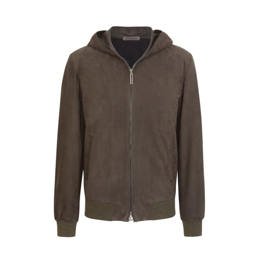 Stefano Ricci Men's Luxury Suede & Leather Hooded Blouson Jacket