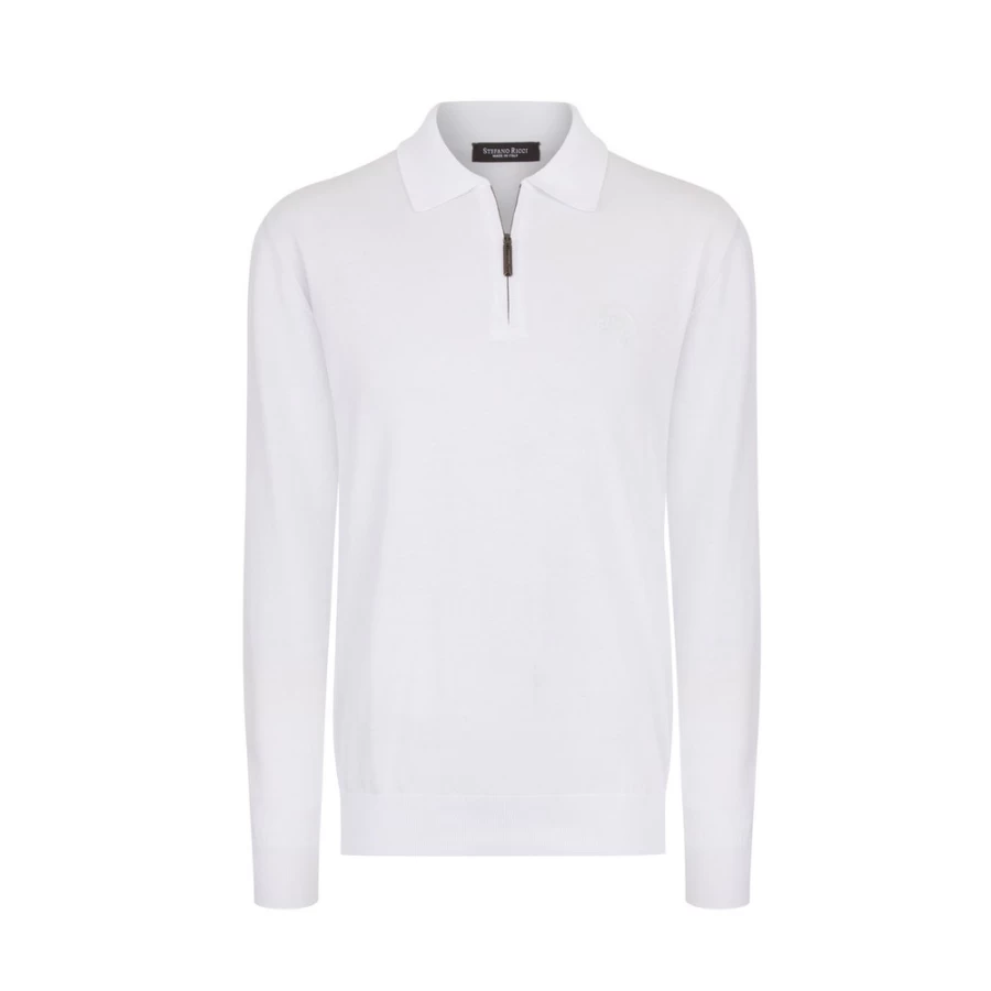 Stefano Ricci Men's Premium Zip Polo Shirt - Classic Fit Luxury Knit Top