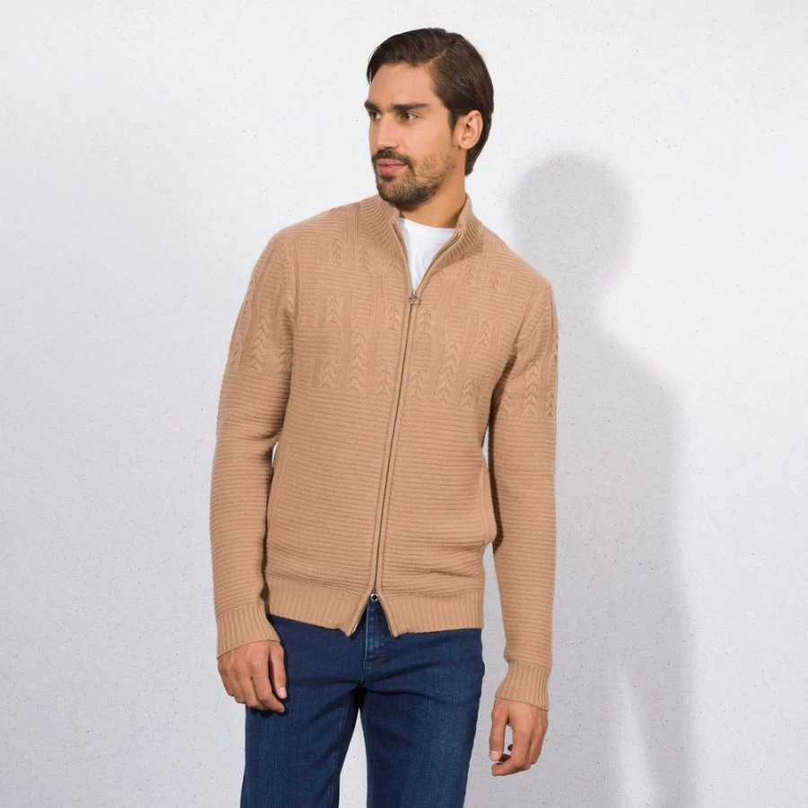 "Stefano Ricci Men's Knit Mock Neck Zip-Up Sweater | Luxury Cashmere Pullover"