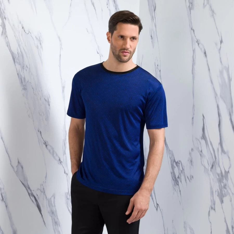 Stefano Ricci Men's Luxury Silk Crewneck T-Shirt in JS2302_004 Color