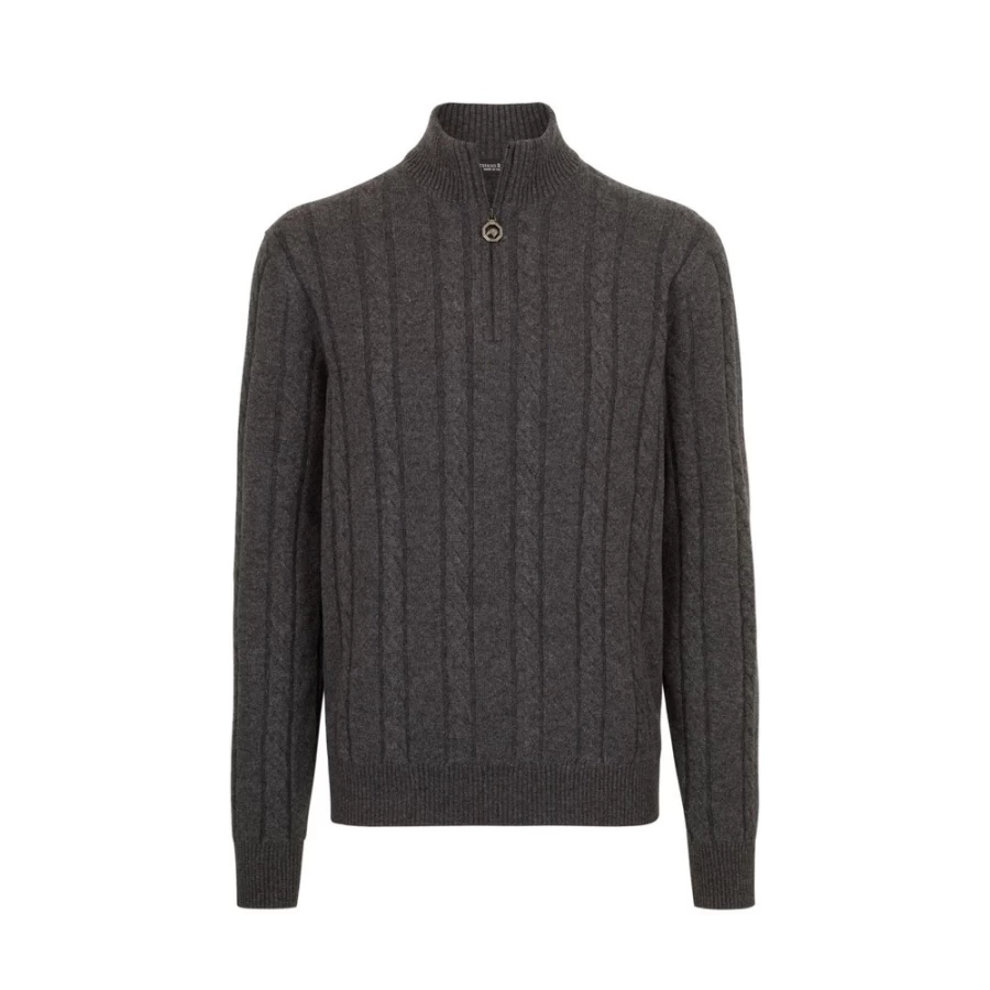 "Stefano Ricci Men's Premium Zip Mockneck Sweater – Luxury Knitwear"