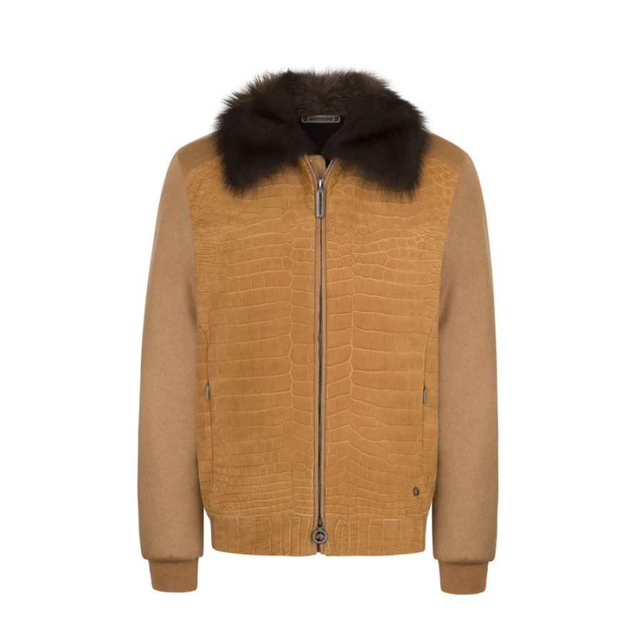 "Stefano Ricci Men's Luxury Mink Fur Collar Blouson Jacket"