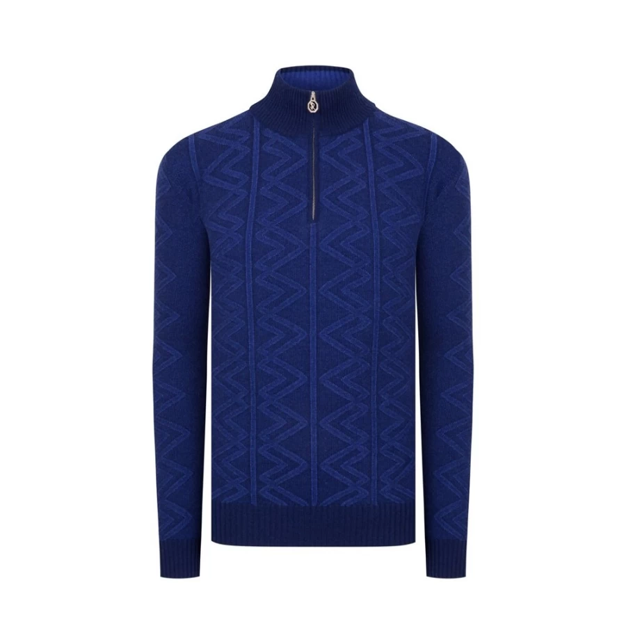 Stefano Ricci Men's Mock Neck Zip-Up Sweater Luxury Knitwear