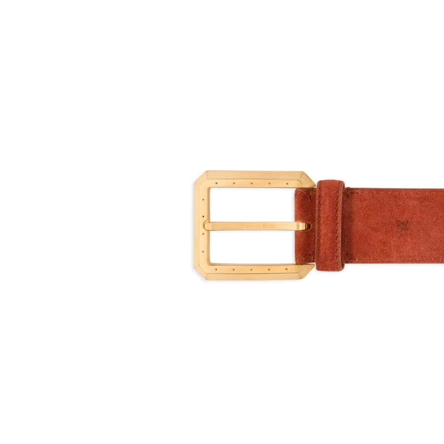 Stefano Ricci Luxury Suede Belt in Y001 Brown - Premium Men's Fashion Accessory
