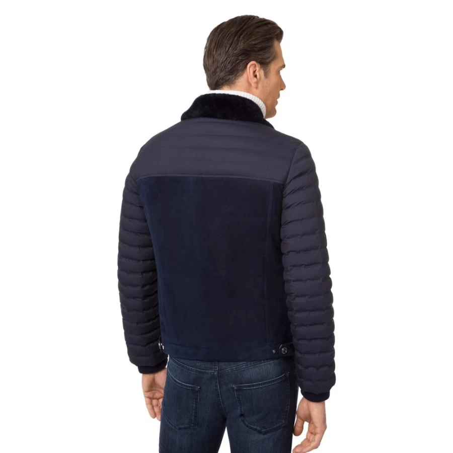Stefano Ricci Men's Luxury Blouson Jacket in Shearling and Silk