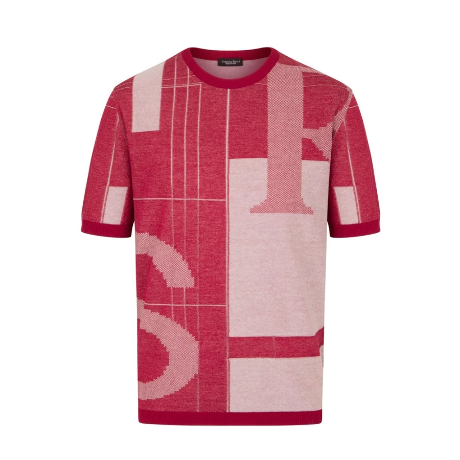 Stefano Ricci Men's Short Sleeve Knit Crew Neck Cotton T-Shirt Luxury Casual Top