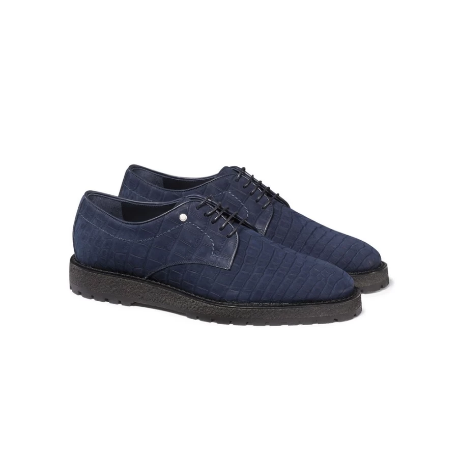 "Stefano Ricci Luxury Nubuck Crocodile Derby Dress Shoes for Men"