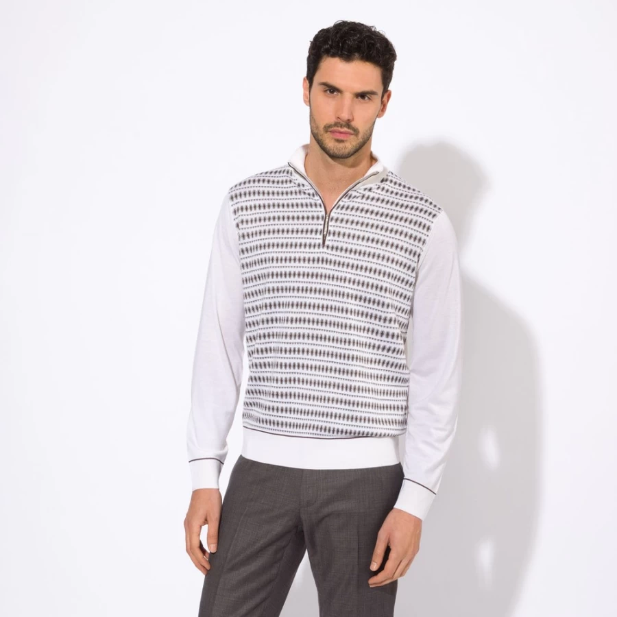 Stefano Ricci Men's Luxury Mockneck Sweatshirt - Premium Cotton Blend Pullover for Stylish Comfort