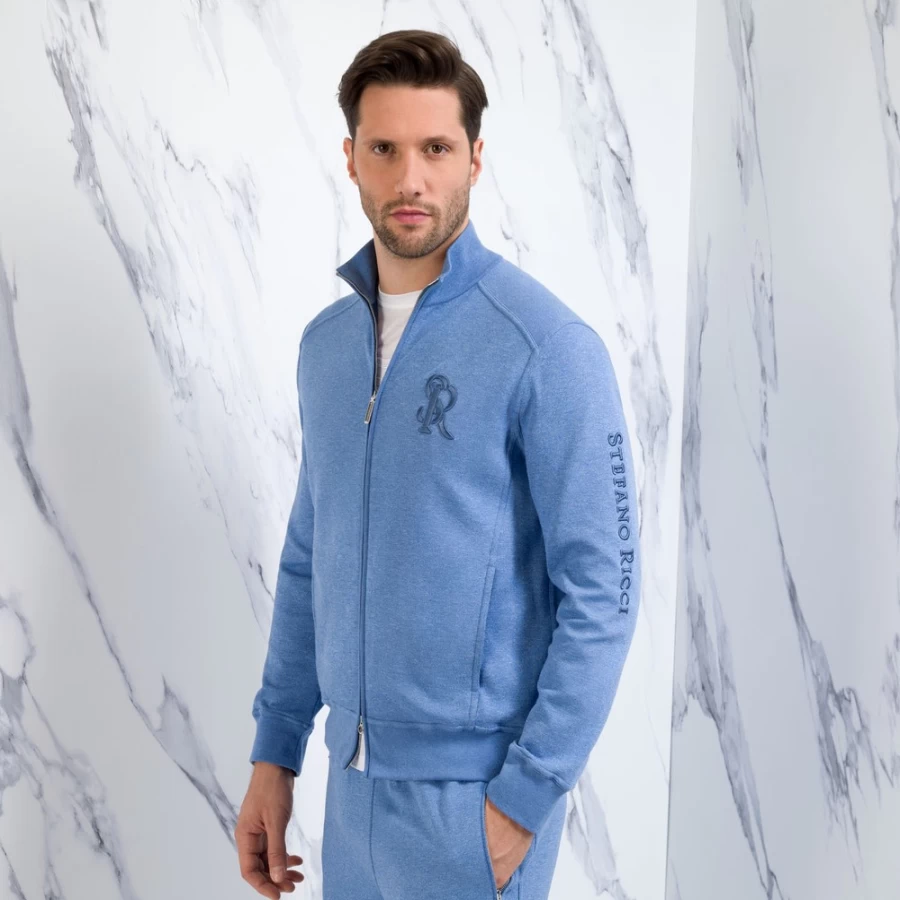 Stefano Ricci Men's Premium Zip-Up Jogging Suit & Sweater Set for Luxury Comfort