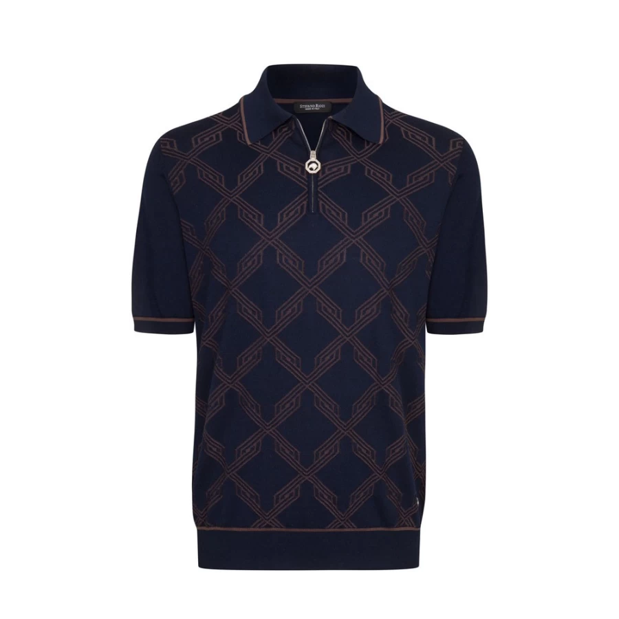 "Stefano Ricci Men's Premium Zip Polo Shirt in Classic Style"