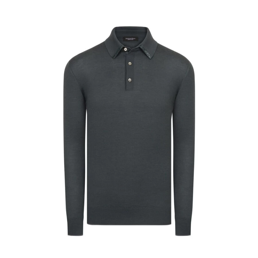 "Stefano Ricci Men's Premium Long Sleeve Three-Button Polo Shirt"